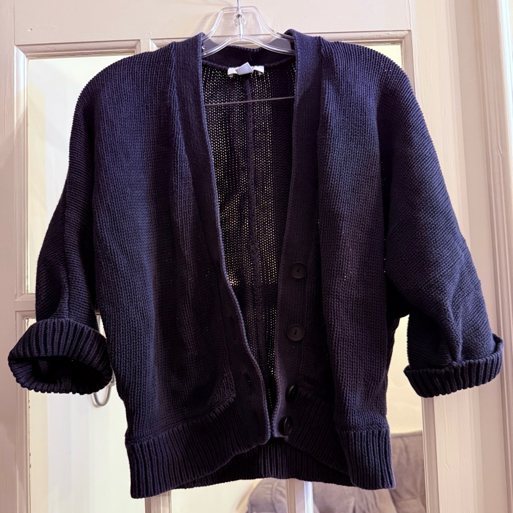 LOFT Navy Textured Cardigan